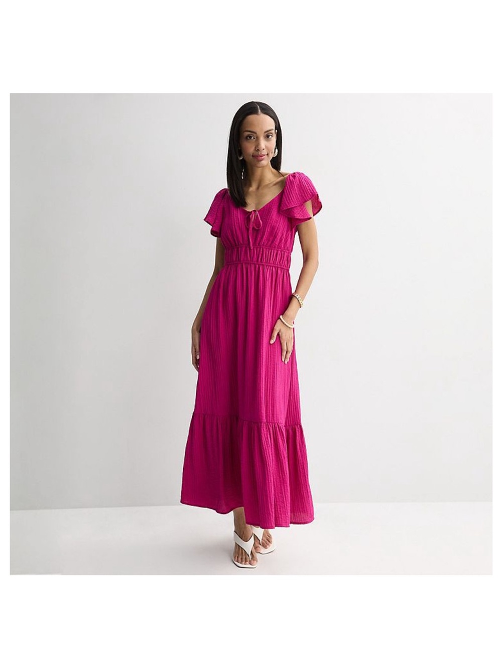 TWO Nine West Flutter Sleeve Maxi Dresses, solid pink & a print